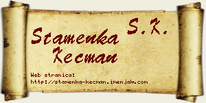 Stamenka Kecman vizit kartica